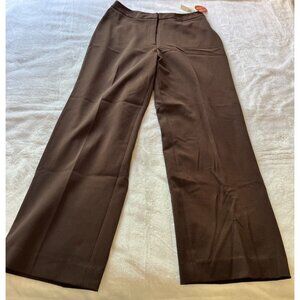 Pursuits Ltd Womens High Rise Wide-Leg Dress Pants Size 8 Brown Stretch New